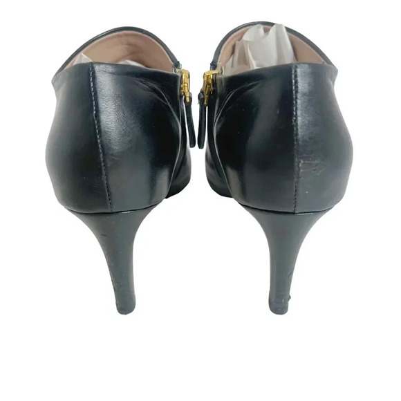 Chloe RARE Black Leather Heeled Booties Gold Detailing Women's Size 36.5 EU 6.5 - Picture 5 of 14